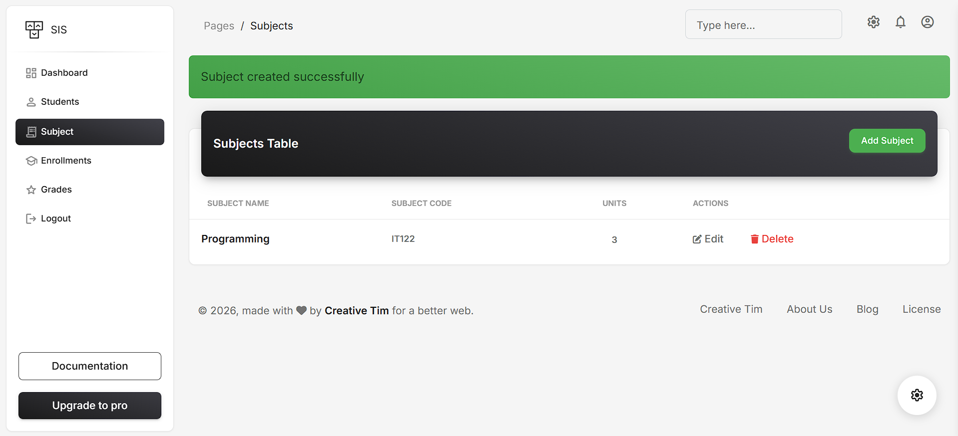 Student System - Screen 2